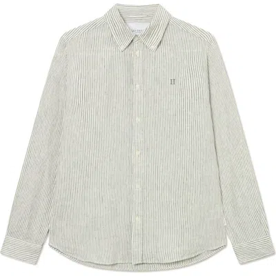 Les Deux Kristian Linen Button-up Shirt In Gray