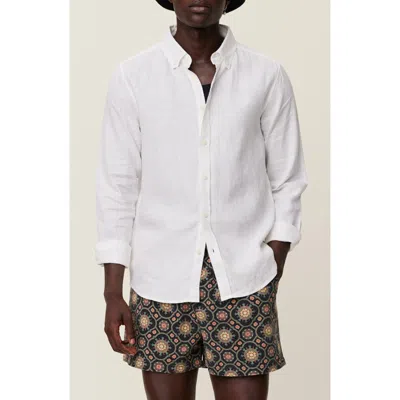 Les Deux Kristian Linen Button-up Shirt In White