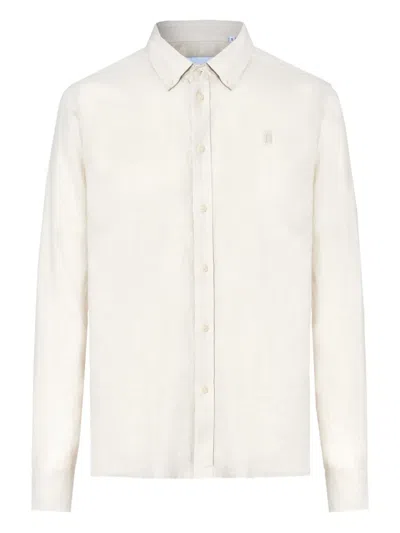 Les Deux Kristian Linen Long-sleeve Shirt In Neutral