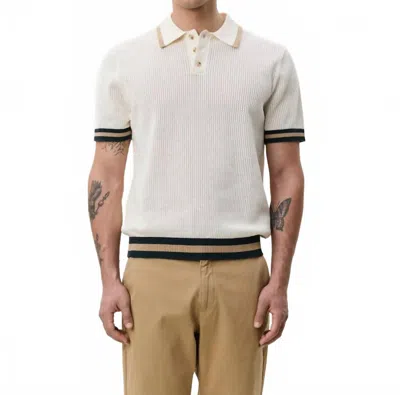 Les Deux Lace Knitted Short Sleeve Polo In Eggnog White