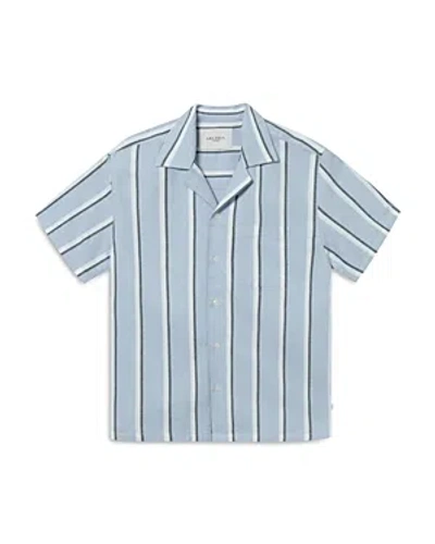 Les Deux Lawson Stripe Short Sleeve Shirt In Summer Sky/white