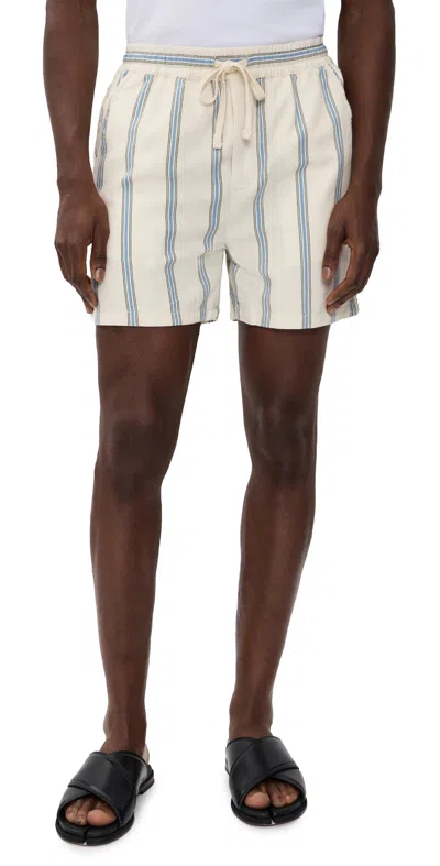 Les Deux Lawson Stripe Shorts 4.75 Eggnog White In Neutral