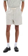 Les Deux Lawson Stripe Shorts Ivory/chive Green In Ivory/chive Green