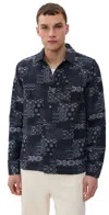 Les Deux Layton Contrast Denim Jacquard Button-up Overshirt In Blue