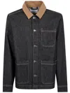 Les Deux Contrast-collar Denim Shirt Jacket In Black