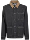 Les Deux Contrast-collar Denim Shirt Jacket In Black