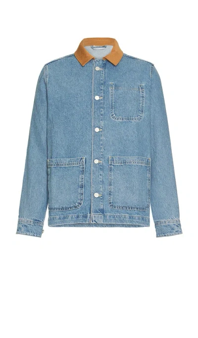 Les Deux Layton Washed Denim Overshirt 2.0 In Light Denim Blue
