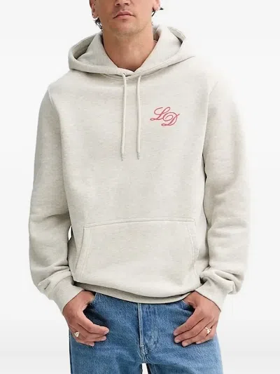 Les Deux Ld Logo-embroidered Hoodie In Gray