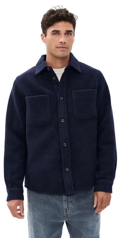 LES DEUX LENNON BOUCLE OVERSHIRT DARK NAVY