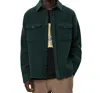 Les Deux Lennon Button Front Overshirt In Medium Green