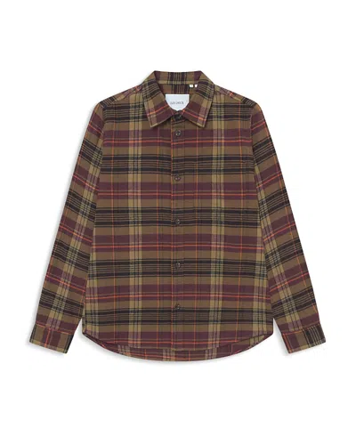 Les Deux Lennon Check Overshirt In Brown