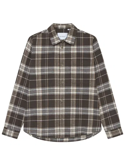 Les Deux Lennon Check Overshirt In Brown