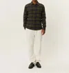 Les Deux Lennon Flannel Check Overshirt In Rosin / Navy