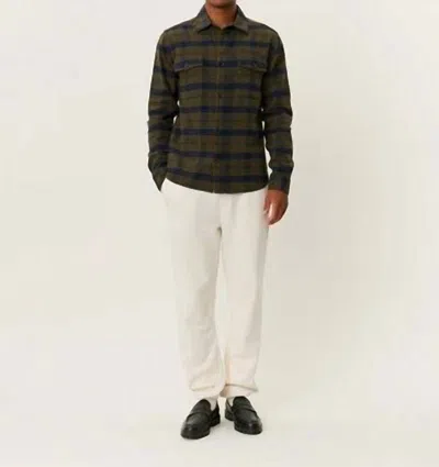 Les Deux Lennon Flannel Check Overshirt In Rosin / Navy
