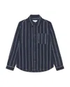 Les Deux Lennon Pinstripe Shirt Jacket In Blue