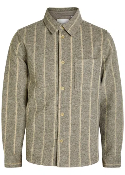 Les Deux Lennon Striped Bouclé Overshirt In Gray
