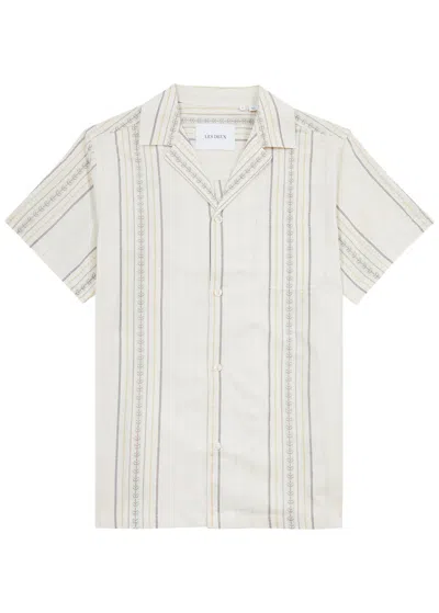 Les Deux Leo Stripe-jacquard Cotton Shirt In Beige