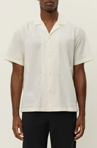 Les Deux Lesley Embroidered Organic Cotton Camp Shirt In White