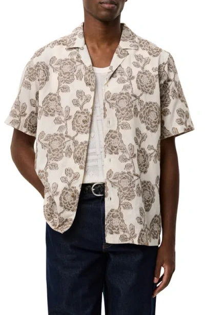 Les Deux Lesley Flower Jacquard Short Sleeve Shirt In White