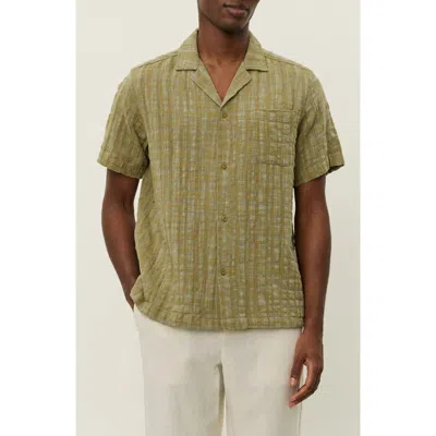 Les Deux Lesley Slub Cotton Camp Shirt In Green
