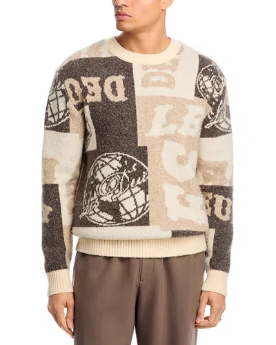 Les Deux Lex Deux Globe Crewneck Knit Sweater In Brown