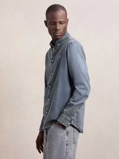 Les Deux Light Indigo Wash  Button-through Denim Shirt In Blue