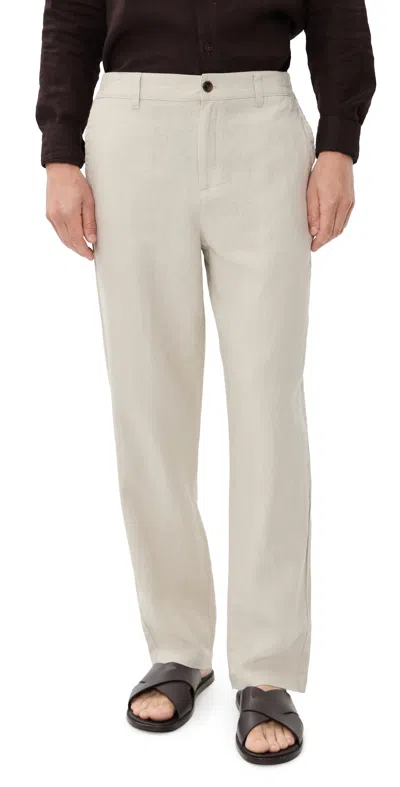 Les Deux Linen Comfort Suit Pants 32 Light Sand In White