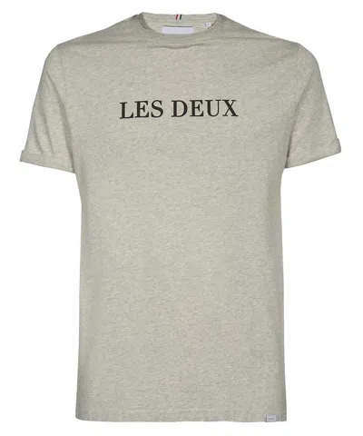 Les Deux Logo Cotton T-shirt In Gray