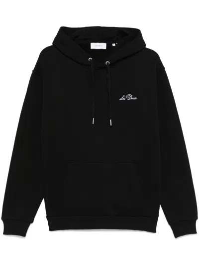 Les Deux Logo-embroidered Hoodie In Black/light Ivory