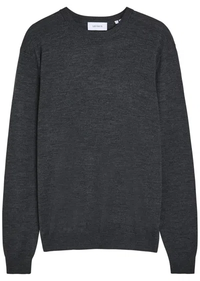 Les Deux Logo Embroidered Merino Wool Jumper In Gray