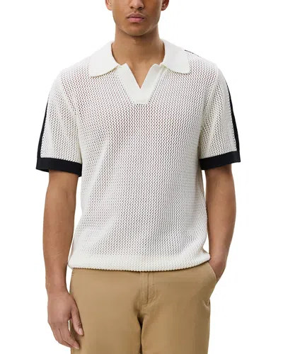 Les Deux Logo Grid Knitted Polo In White