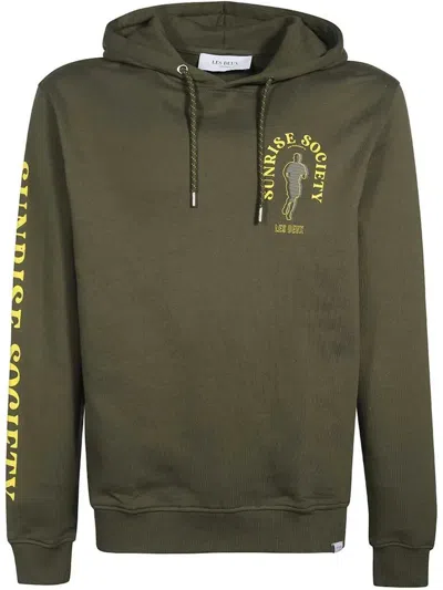 Les Deux Logo-print Cotton Hoodie In Green