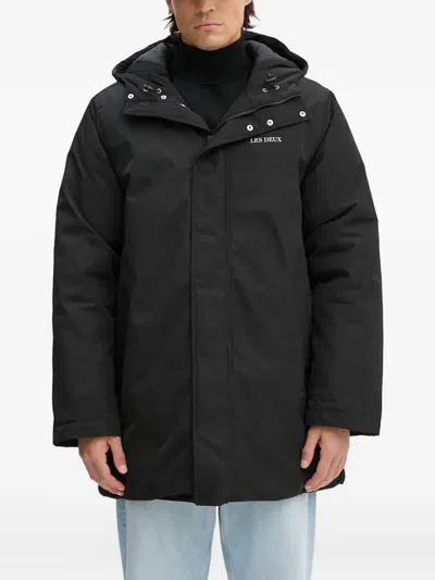 Les Deux Logo-print Padded Coat In Black