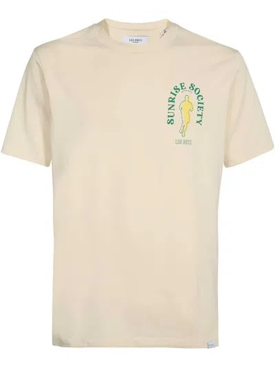 Les Deux Logo-print T-shirt In Green Beige