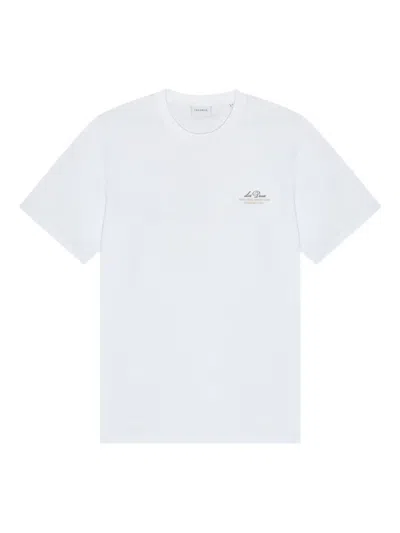 Les Deux Ben Globe Logo-print Cotton T-shirt In White