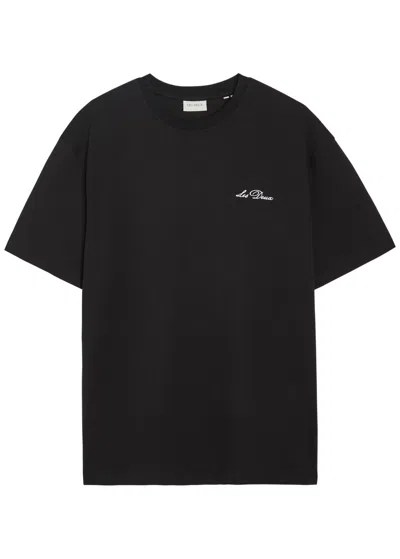 Les Deux Logo-embroidered Cotton T-shirt In Black