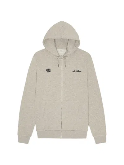 Les Deux Logo-embroidered Zip-up Hoodie In Gray