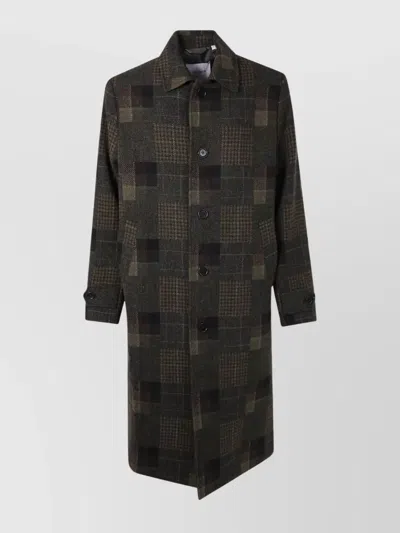 LES DEUX LONG CHECKERED WOOL COAT WITH NOTCHED LAPEL