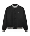Les Deux Embroidered Satin Bomber Jacket In Black