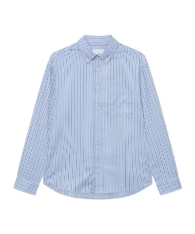 Les Deux Konrad Striped Cotton Shirt In Blue