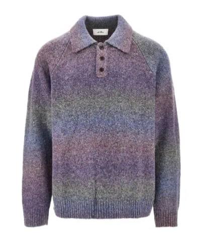 Les Deux Long-sleeve Knit Polo Shirt In Multi