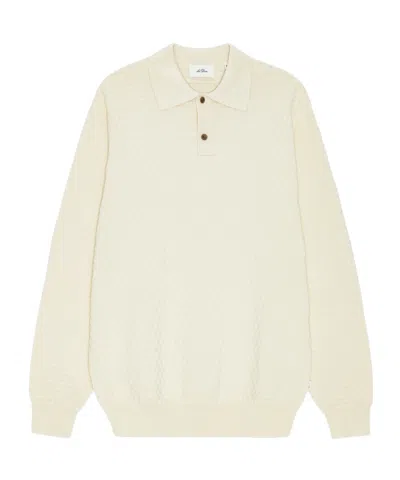Les Deux Textured-knit Polo Shirt In Neutral