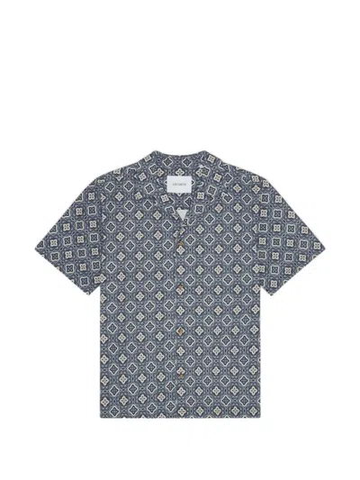 Les Deux Lukas Arabesque Patterned Shirt In Gray
