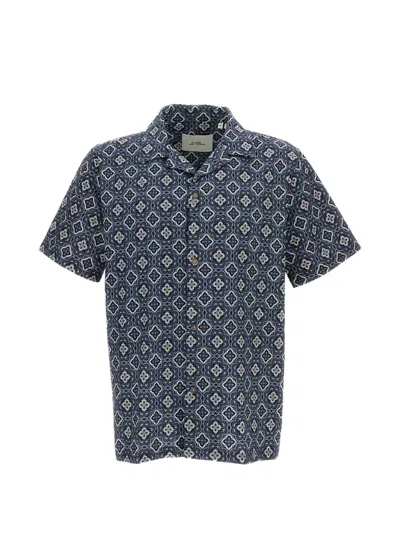 Les Deux Lukas Arabesque Short-sleeve Shirt In Gray