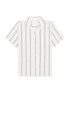 Les Deux Lukas Textured Stripe Cotton Camp Shirt In White