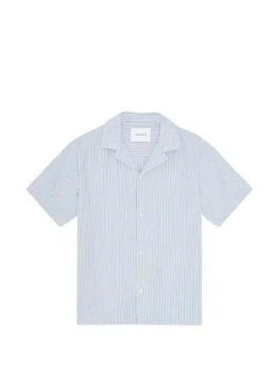Les Deux Lukas Striped Short-sleeve Shirt In Blue