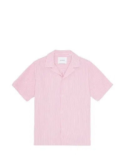 Les Deux Lukas Striped Short-sleeved Shirt In Pink