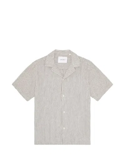 Les Deux Lukas Striped Short-sleeved Shirt In White