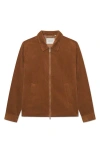 Les Deux Corduroy Zip-front Overshirt In Brown