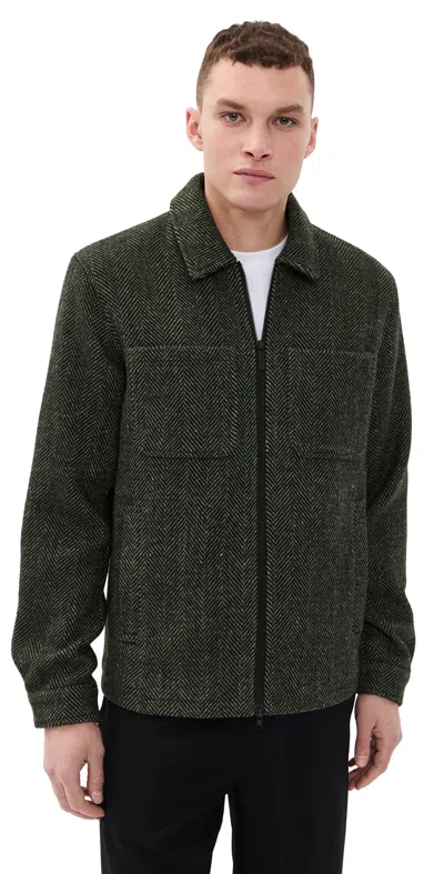 Les Deux Marseille Herringbone Wool Jacket Duffel Bag In Green